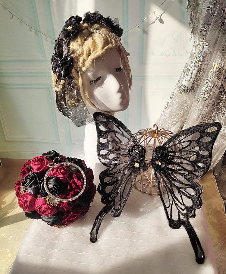 Fairy Tales - Embroidered Gothic Bridal Hairclip Hanfu Lolita Headwear