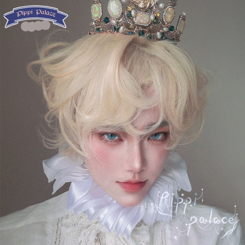 Lolita Short Curly Wig Pale Gold Air Bangs
