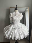 Silvermoon Thorn - White Gothic Lolita Fishbone Corset Skirt Set, Cross Details