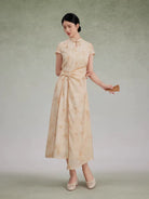 New Chinese Style Short Sleeve Asymmetrical Qipao Maxi Dress - Wantingzhou 琬亭洲 (Preorder)