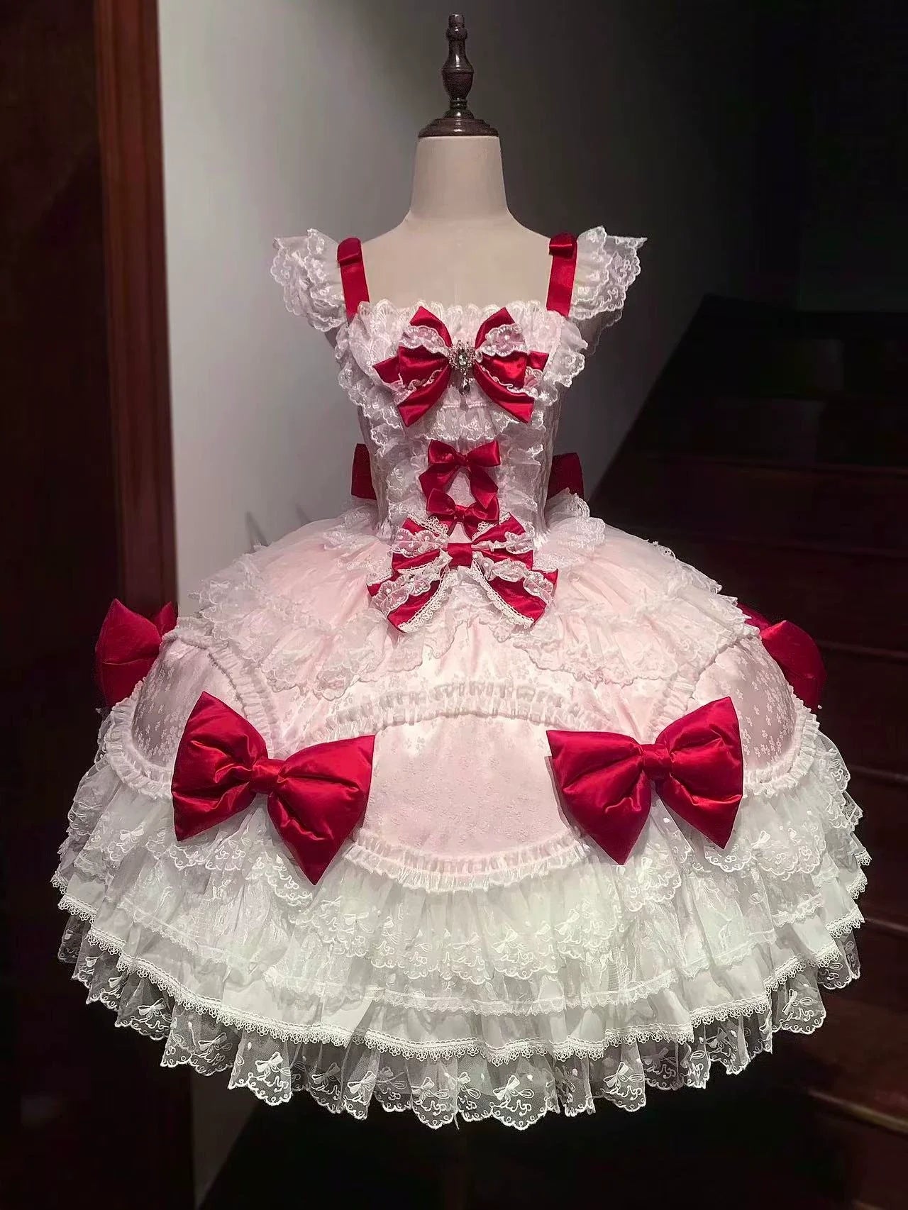 Floral Dream Isle - Sweet Lolita Doll-like JSK Dress, Bows & Lace