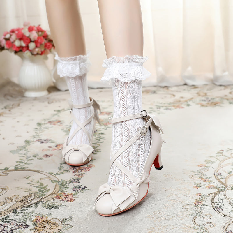 Wind Tide Rumors - Cross-Strap Sweet Lolita Handmade Shoes