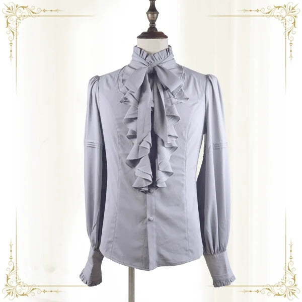 Endless Promises - Vintage Ouji Lolita Shirt with Ruffle and Jabot Collar