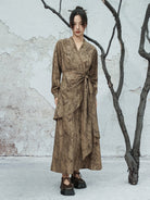 New Chinese Style V Neck Long Sleeve Jacquard Dress