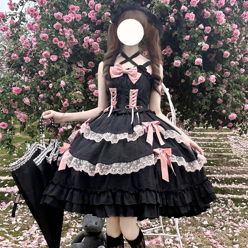 Miss Pearl - Halter Neck Sweet Lolita JSK Dress, Tiered Skirt