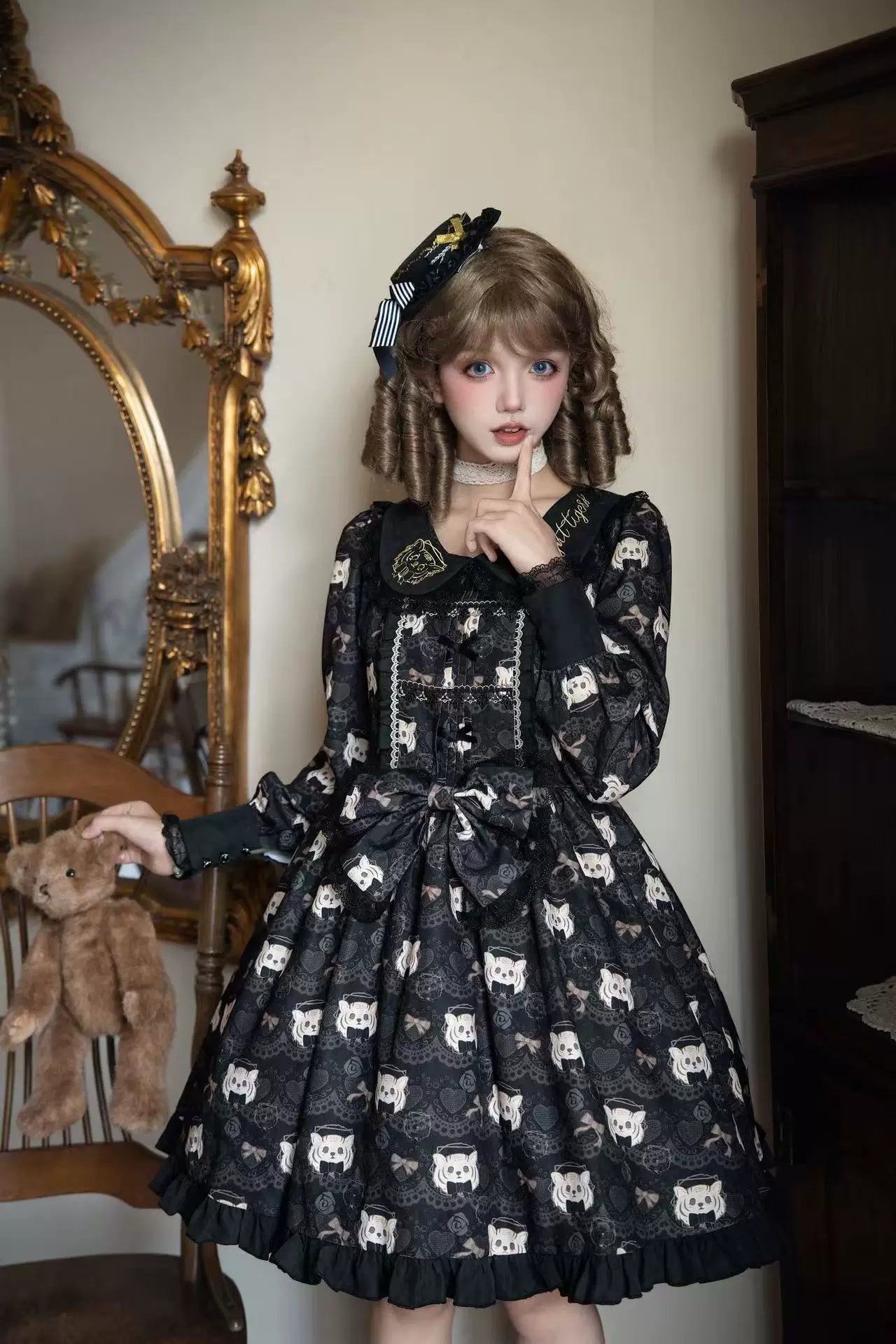 Tiger in Autumn - Kawaii Lolita OP Dress Set, Tiger Print