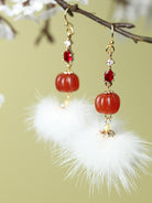 Mink Furball Earrings | Hanfu Jewelry