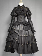 FOXTROT - Black Mist Beloved - Corset Gothic Lolita SK, Shirt, Faux Leather Cage Overlay