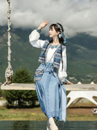 Fulan 潋滟浮兰 - New Chinese Style Ethnic Wrap Skirt and Vest Outfit