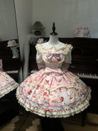 Bunny Party - Sweet Lolita JSK Dress, Cute Bunny & Cake Print