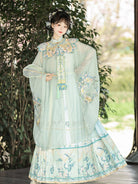 Ming Dynasty Summer Hanfu Set with Robe & Mamian Skirt | Huayao 兰花瑶