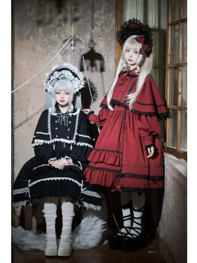 Ningyo Night - Old School Lolita OP Dress, Peter Pan Collar Cape