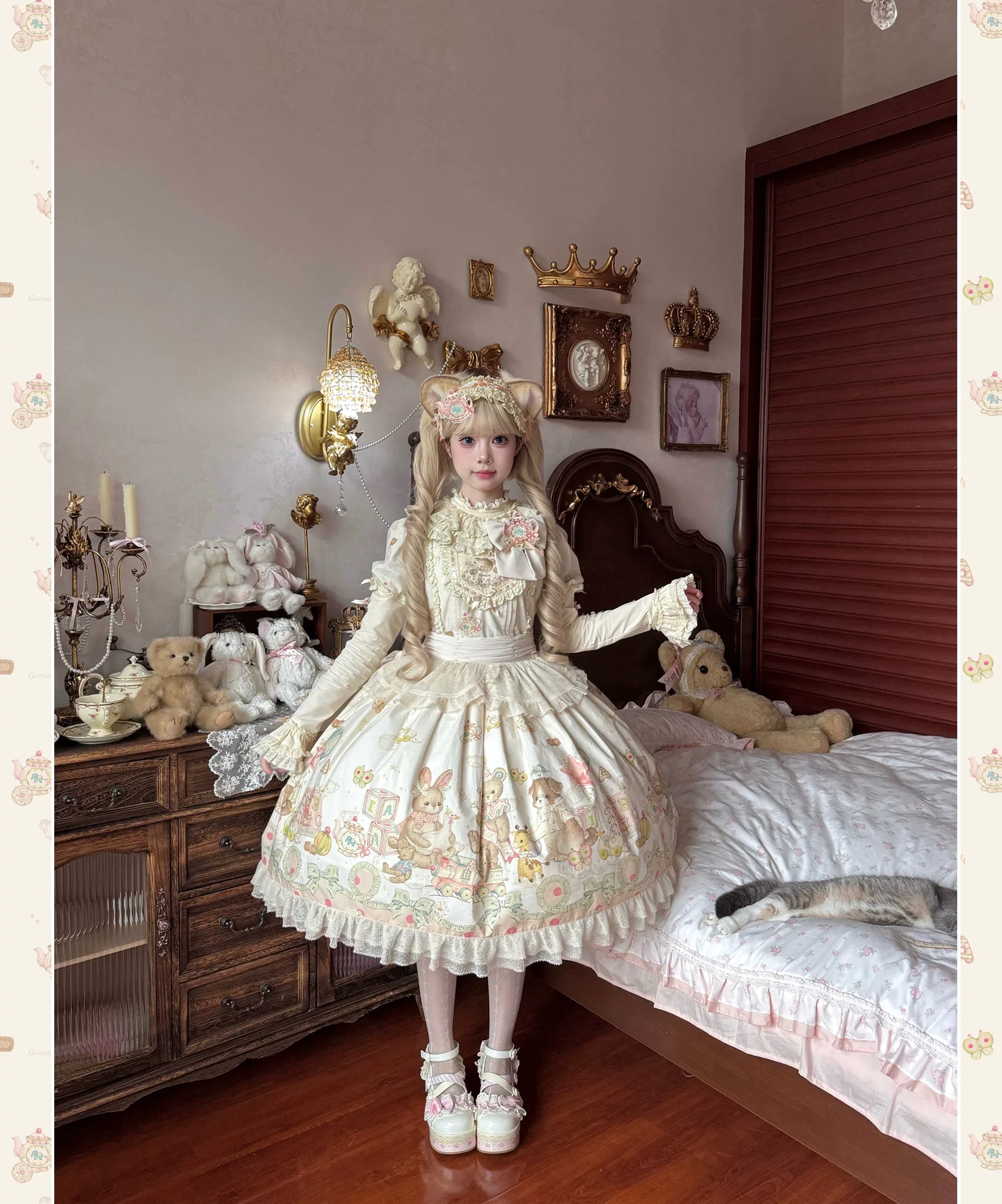 Toy Box - Doll-like Kawaii Lolita OP Dress, Toys Print