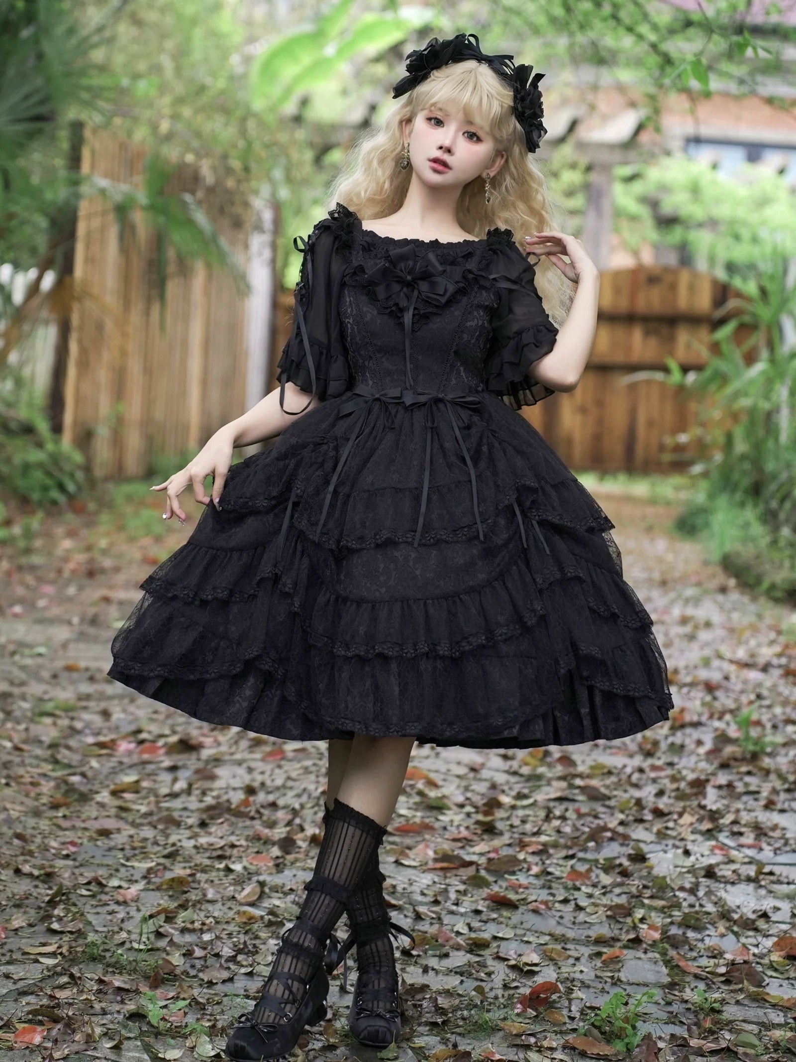 Iris Love - Gothic Princess Lolita JSK Dress & Elegant Chiffon Top
