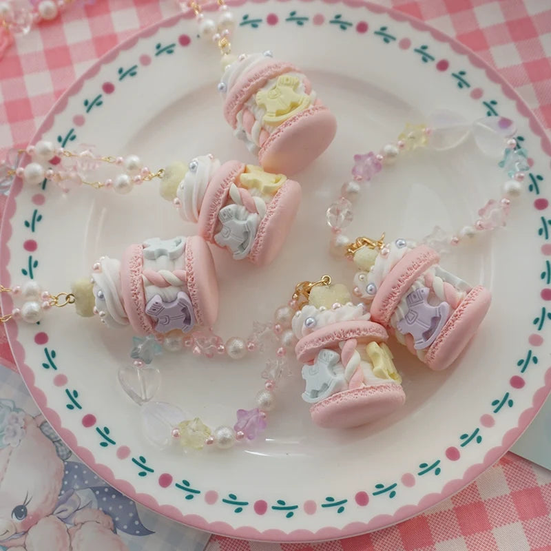 Sweet Lolita Necklace Carousel Cream Macaron Bag Pendant