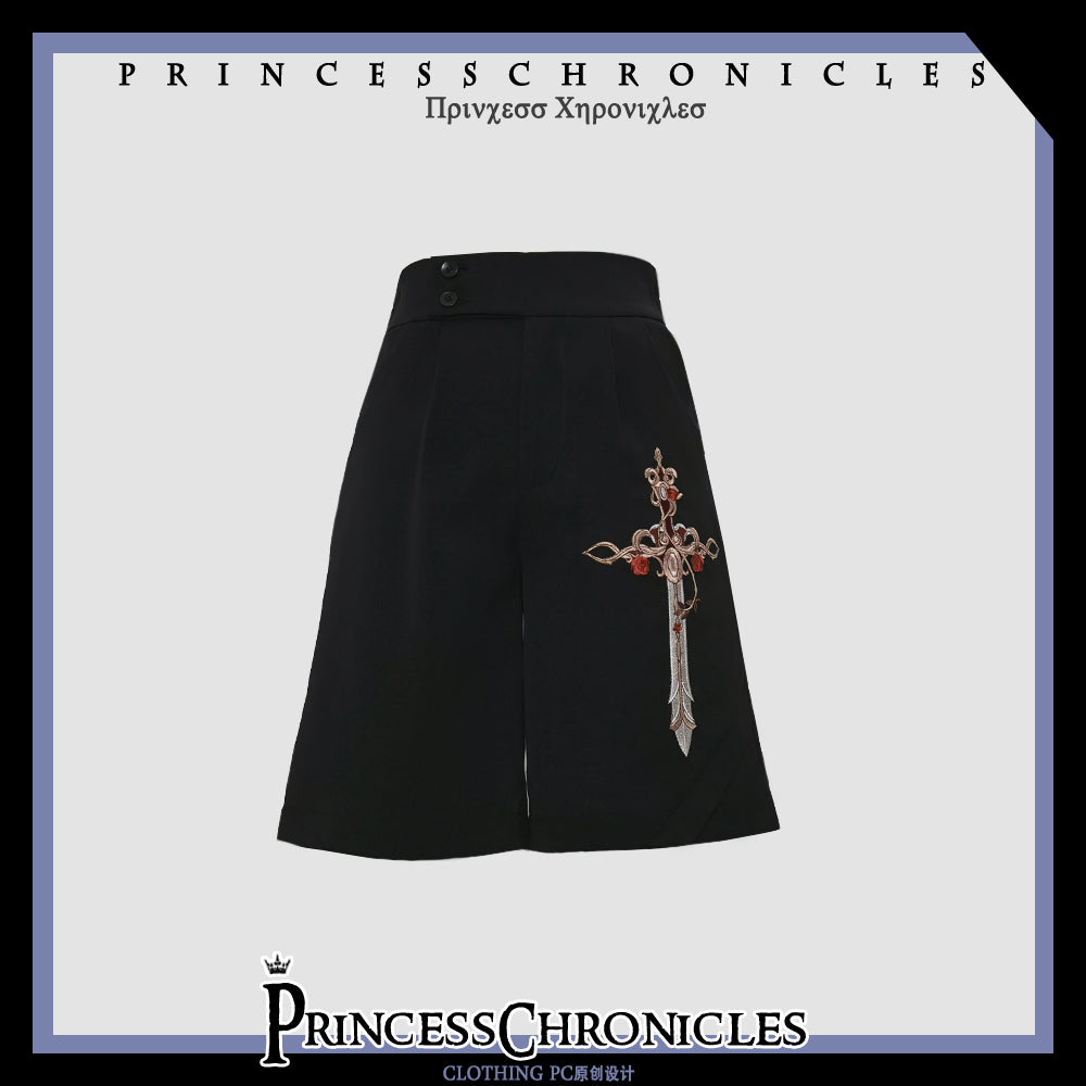 Night Instructions - Ouji Lolita Embroidery Shorts