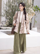 Ming Dynasty Modern Hanfu Winged Sleeve Top with Elastic Skirt - Oz Brown 绿野仙棕 (Preorder)