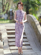 Sleeveless Violet Long Cheongsam | Resonate