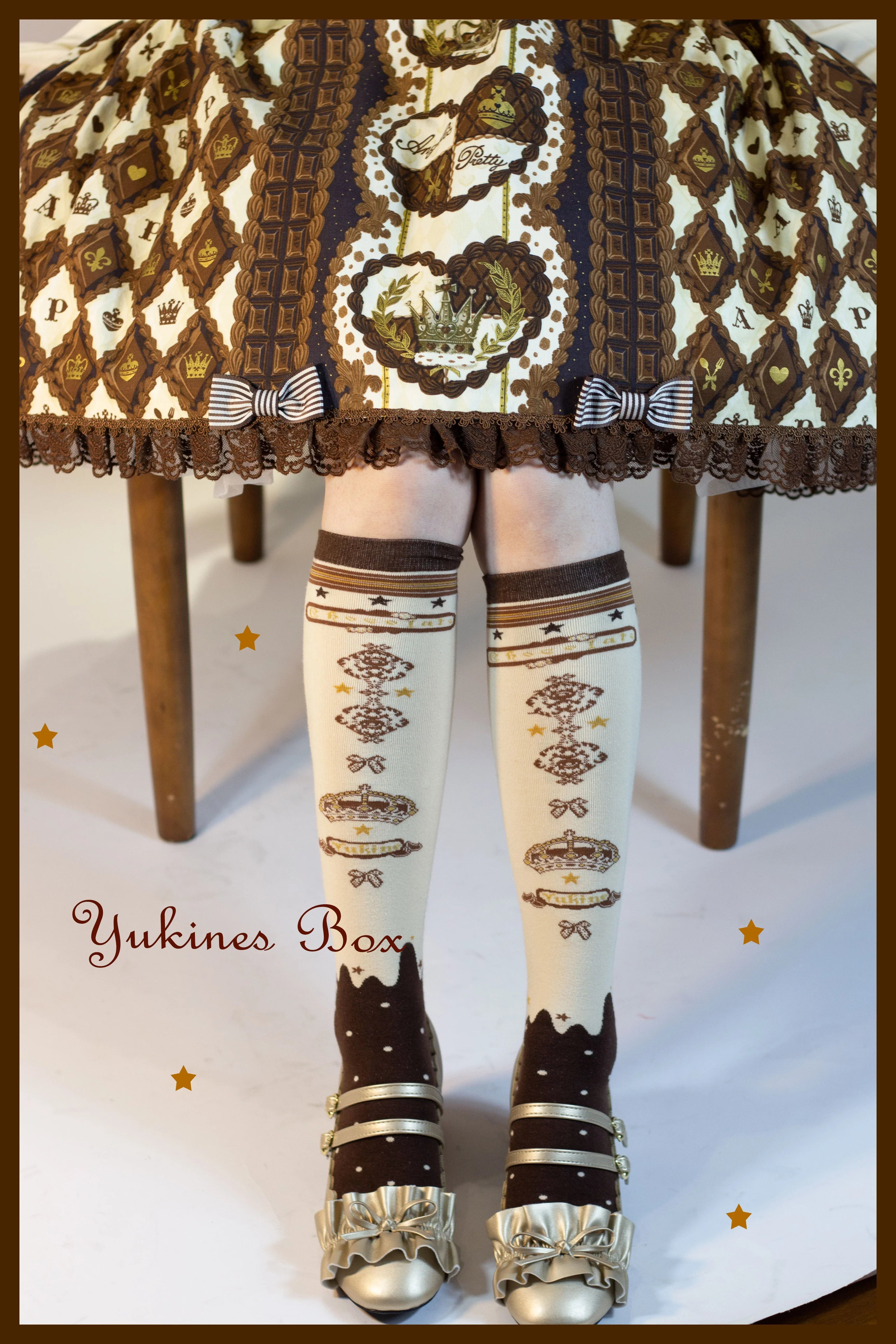 Retro Lolita Chocolate Color Cotton Socks