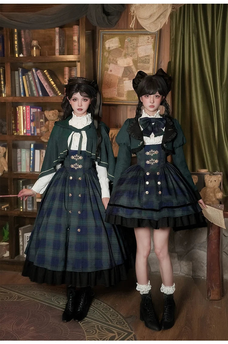 Berlin Souvenir - Plaid Preppy Style Lolita Bust Supporting JSK Outfit