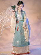 Ming Dynasty Satin Embroidered Bijia & Printed Mamian Skirt | Xilouyue 西楼月