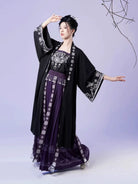 Miao Ethnic Inspired Hanfu Set with Embroidered Half-Sleeve Top & Pleated Bell Skirt - Yanyan Yinlin 晏晏银铃 (Preorder)