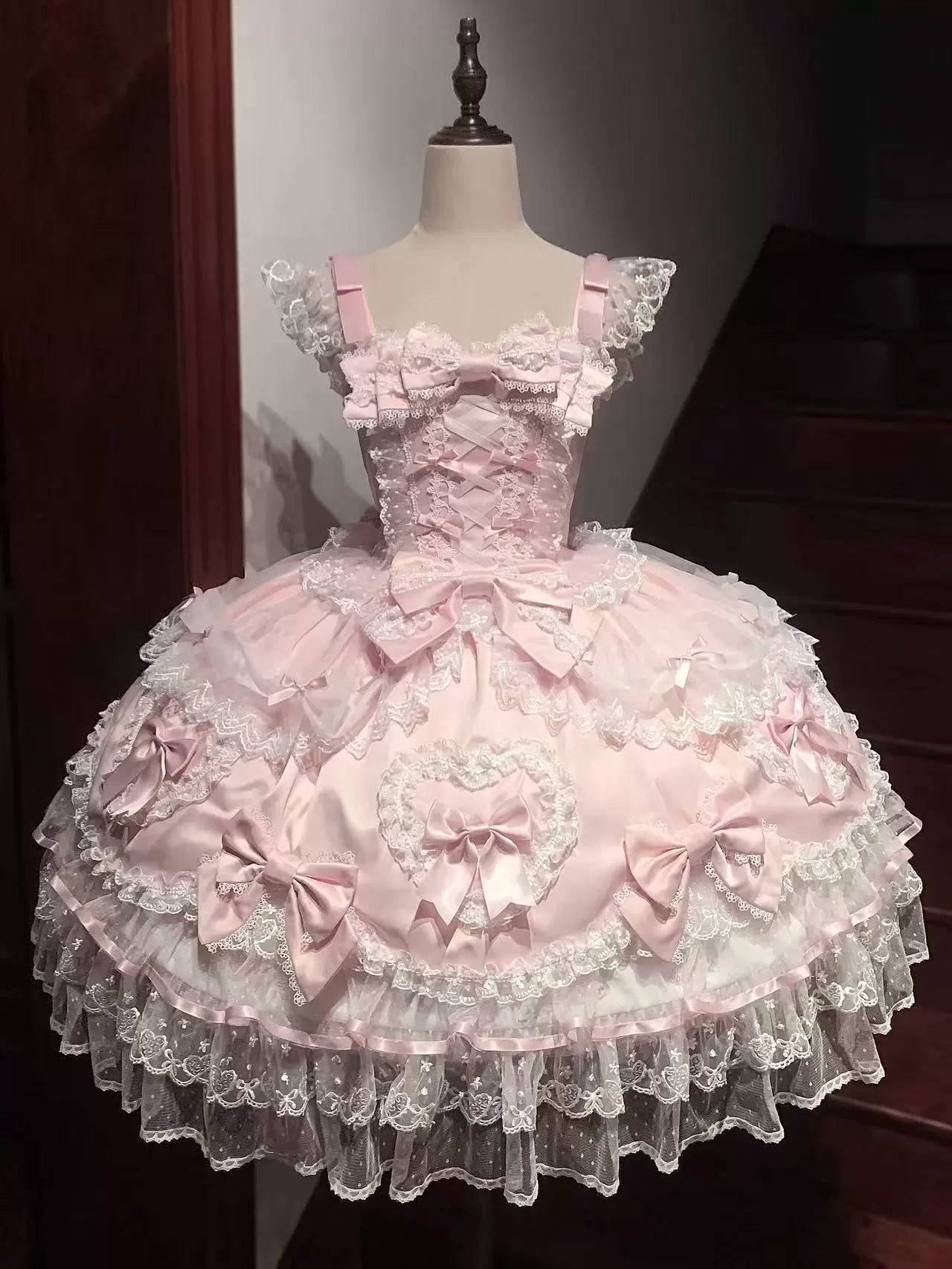 Velvet Sweetheart - Doll-like Sweet Lolita Jumper Dress, Bow Accents