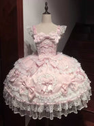 Velvet Sweetheart - Doll-like Sweet Lolita Jumper Dress, Bow Accents