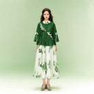 Modern Hanfu Embroidered Top & Dress Two-Piece Set 釉下春