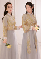 Bridesmaids Gray Chinese Style Dress (BM07)