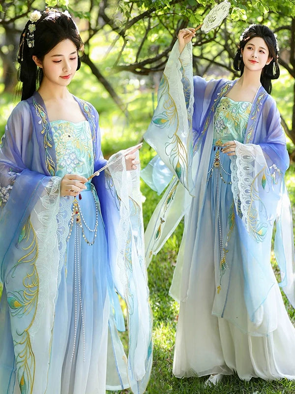 Peacock Embroidered Heziqun Tang Dynasty Dress