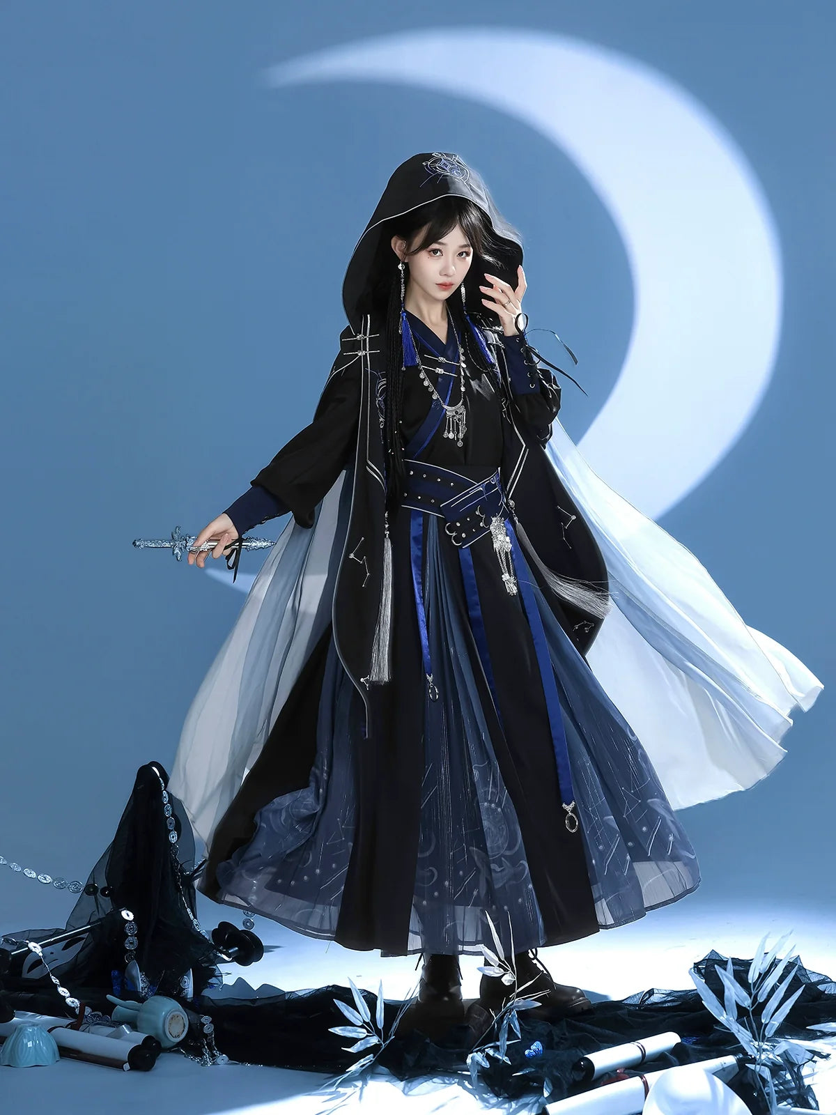 Celestial Aegis 玄穹司天 - New Chinese Style Assassin Hanfu with Cloak (Preorder)