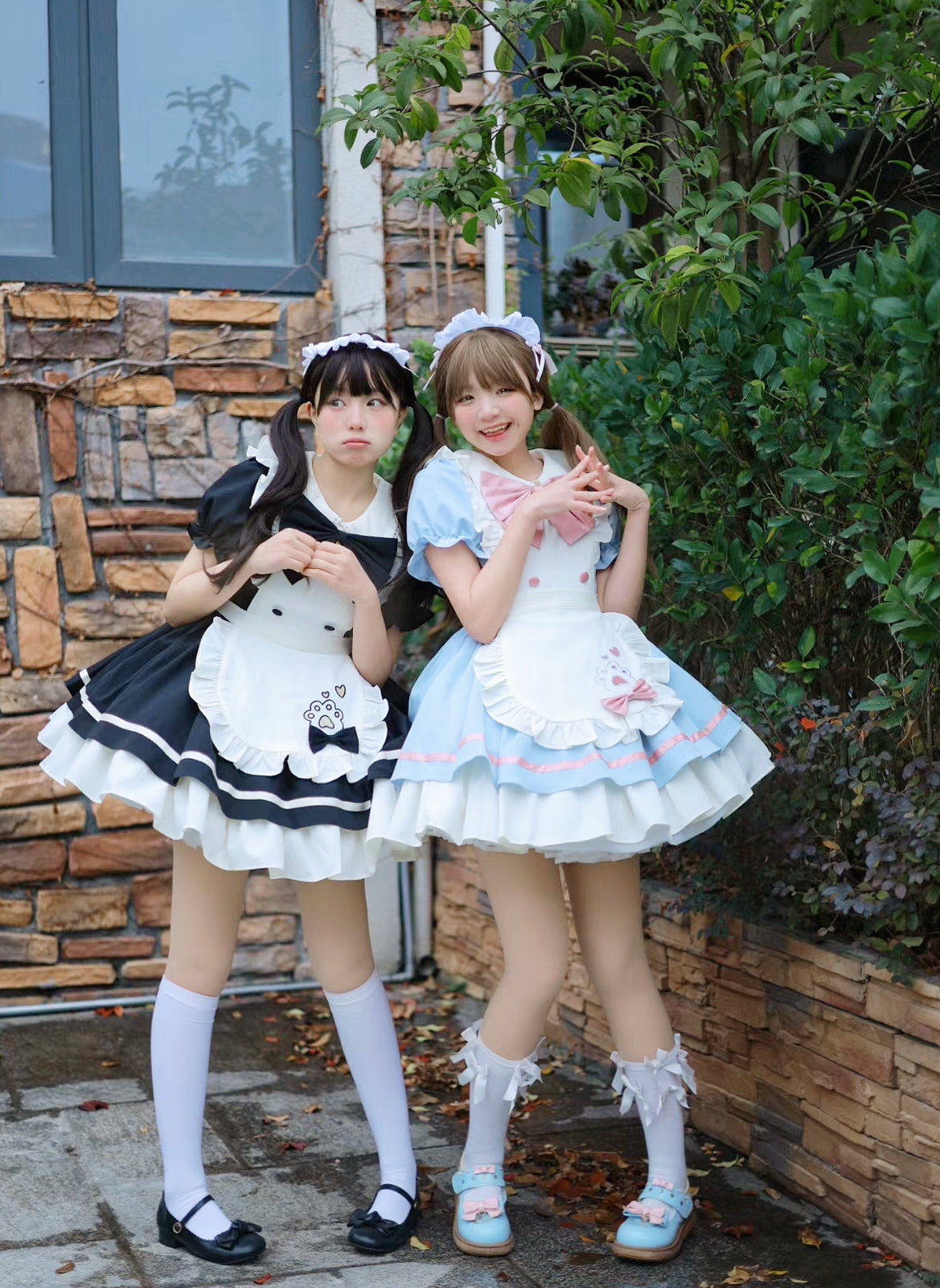 Qianmu - Cat Cafe - Maid Lolita OP dress with Detachable Bow and Apron