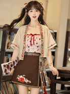 Little Apple | Modern Chinese Hanfu Set with Strap Top and Skirt