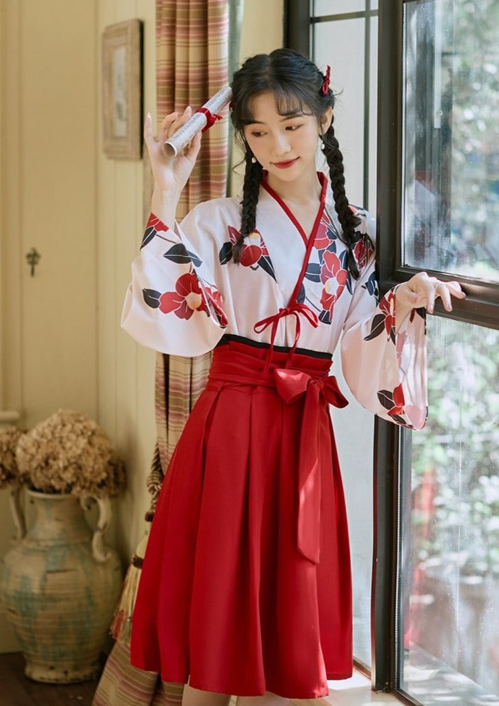 Camellia | Modern Red Short Dress (夏日校服)