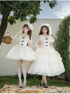 White Mist Promise - Classic Lolita Corset OP Set, Edwardian Collar & Tiered Hem