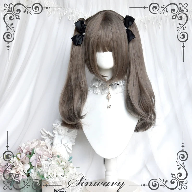 Light Gothic Lolita Wig, Green-Toned Ash Grey