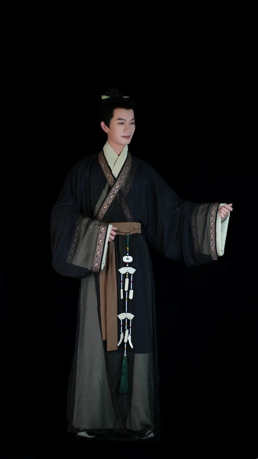Shen Lan 深蓝 Deep Blue Han Dynasty Mawang Tomb Restoration Unisex Zhiju Robe