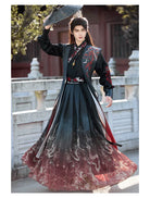 Crimson Flame 赤焰 - Unisex Wei-Jin Style Hanfu Robe with Cross Collar, Cool Heroic Ancient Style Outfit