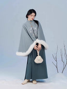 Song Dynasty Modern Hanfu Set with Embroidered Cape and Spiral Skirt - Yuxue 喻雪 (Preorder)