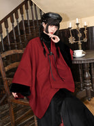 New Chinese Style Woolen Red Cape for Winter and New Year - Zhao Yuan 昭愿