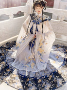 Ming Dynasty Hanfu Set with Robe & Mamian Skirt | Yurui 沧溟玉蕊