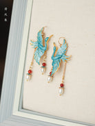Crane Pearls Antique Earrings | Hanfu Jewelry