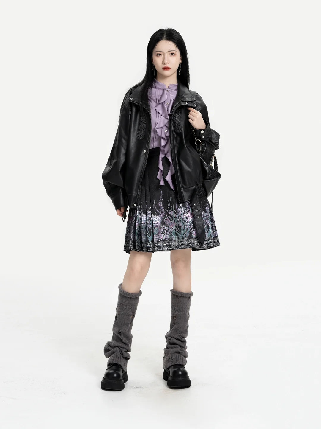 Chinese Blouse & Mini Mamian Skirt Outfit | Polar Night 极夜流光