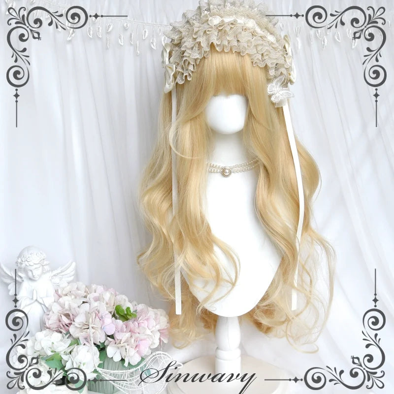 Sinwavy - Elegant Lolita Platinum Wig Long Curly Layered Wig
