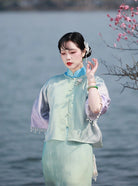 Yun Yan 云胭 Blushing Clouds 1920s Yuanling Round Collar Pearl Tassel Qipao Jacket