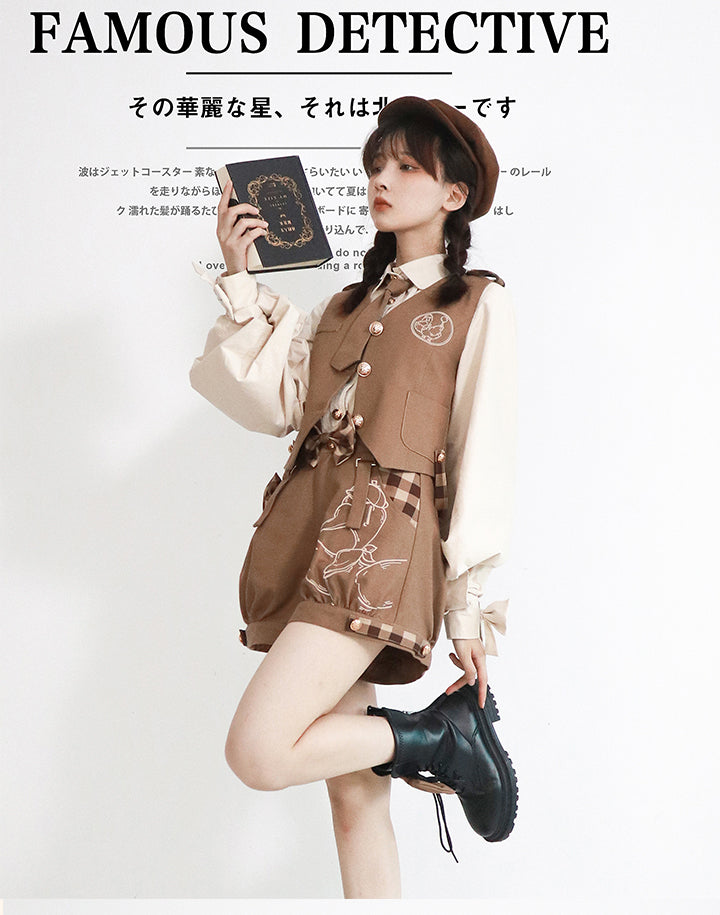 Famous Detective Goose - Ouji Lolita Shorts Set, Pockets