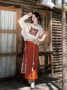 New Chinese Dunhuang Style Hooded Sweater and Wrap Skirt - Singing Deer 鹿鸣