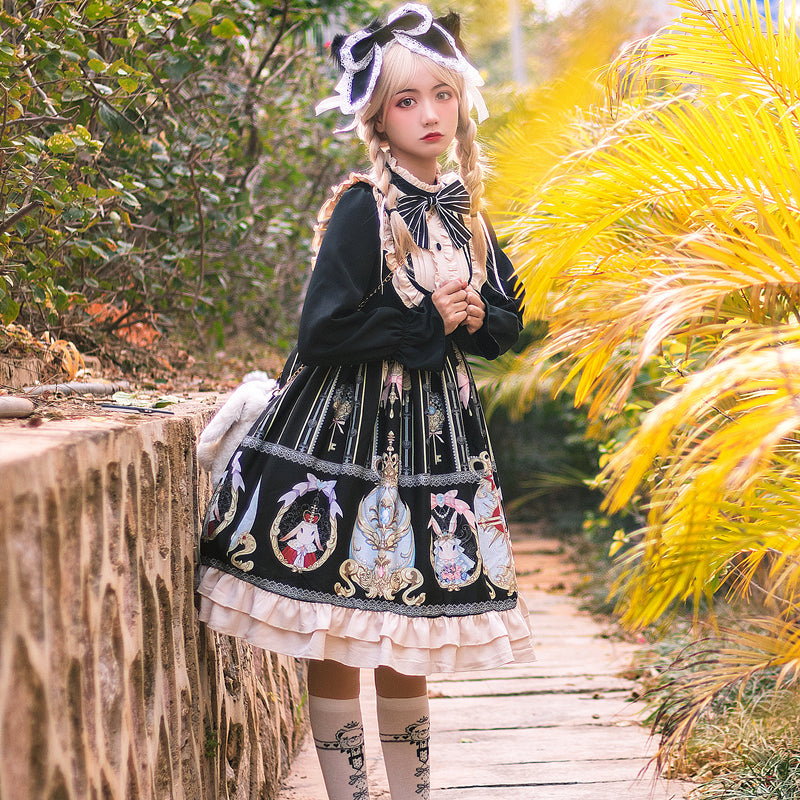 Easter - Plus Size Lolita Dress Black Long Sleeve Vintage OP