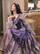 Ming Dynasty Modern Hanfu Bustier with Mamianqun - Violet Night 堇夜香颂